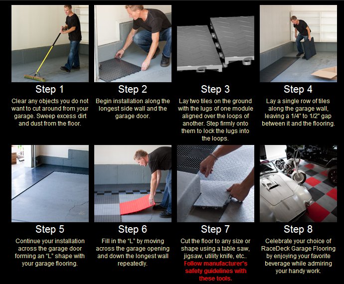 Race Deck Accupark Polished Aluminum Interlocking Diamond Pattern Garage Floor Tiles Garage Floor Tiles, Racedeck Garage Floor Installation Guide